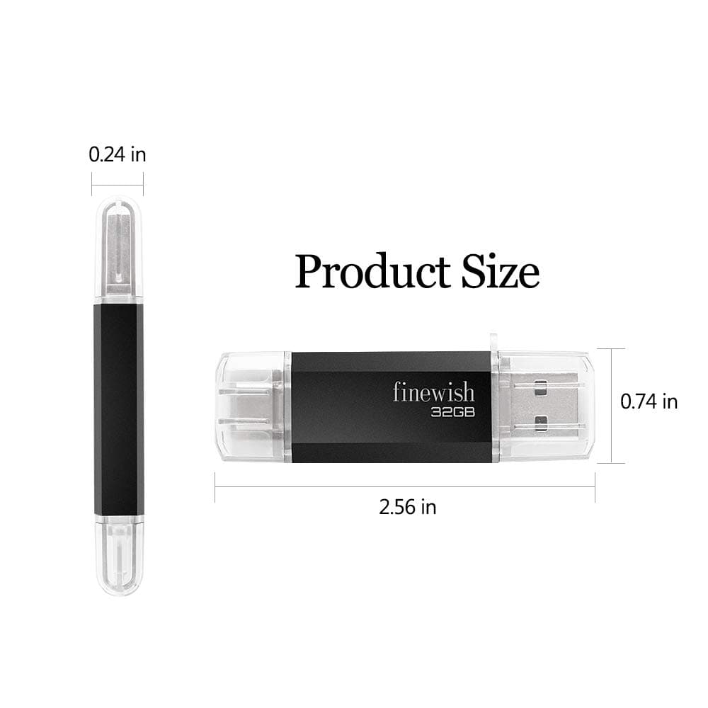 Geweo 32GB 2-in-1 USB-C USB 2.0 Pen Drive for MacBook Pro, Android, Tablet, Laptop and Computer (Black) thumbnail 6