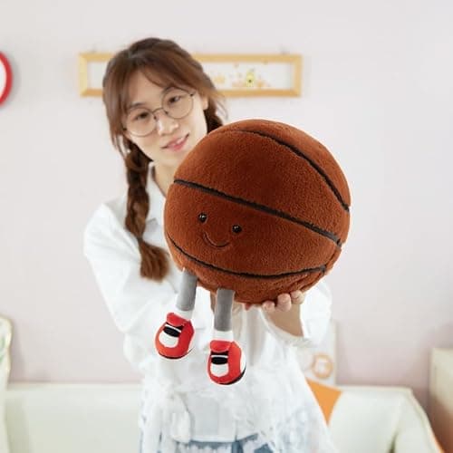 XIZHI 13.7" Cute Football Plush Toys Soft Stuffed Sport Throw Pillow Plush Ball Gift for Kids Birthday and Christmas Decoration (Basketball) thumbnail 7