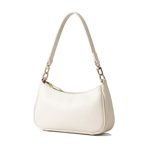 VODIU Shoulder Bag for Women, Clutch Tote Handbags Small Purse Hobo Bag | Cute White Purse with 2 Removable Straps and Zipper Closure; Use as an Underarm, Crossbody, Clutch, or Tote Bag - Image 1