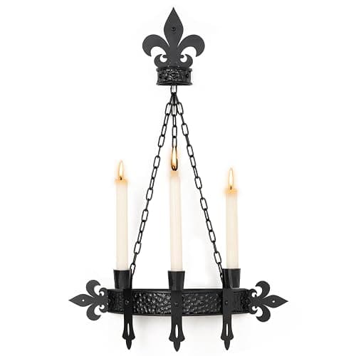 We Moment Black Candle Sconces, 3-Candle Wall Sconces for Taper Candle, Gothic Victorian Candelabra Wall Decor, Rustic Holder for Bathroom, Staircase, Living Room, Dining Room，Set of 1 thumbnail 3