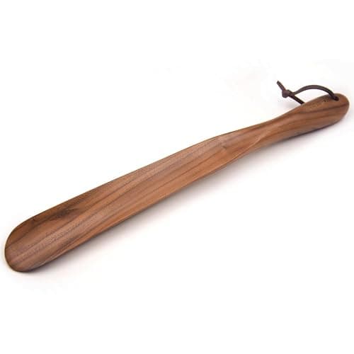 Bamber Wooden Shoe Horn Wood Shoehorn with Handle for Seniors Women Men Kids, 15'' Long, Black Walnut - Image 1