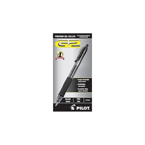 Pilot G2 Premium Gel Roller Pens 0.7, Fine Point Smooth Writing Pens Black, Pack of 12 thumbnail 7