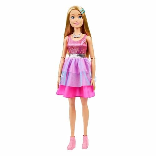 Large Barbie Doll with Blond Hair, 28 Inches Tall, Shimmery Pink Dress with Necklace and Hair Clip Accessories, HJY02 thumbnail 5