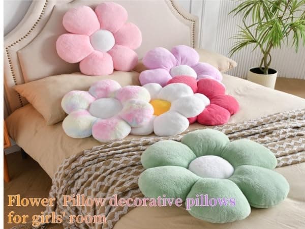 Vdoioe 3PCS Flower Pillow Set,15.7In Daisy Pillow Purple Pink | Decorative Throw Pillows,Plush,PP Cotton Filling,Flower Shaped,Seating Cushion,for Sofa Couch Bed,Cute Home Decor thumbnail 6