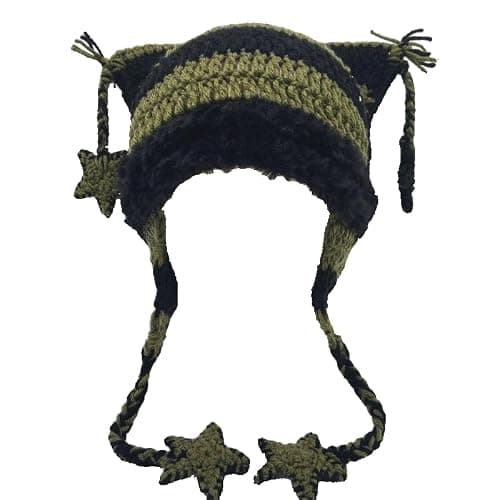 Grunge Crochet Hats Therian Invader Zim Cat Ears Hat Y2K Scene Star Accessories Hot Topic Y2K Halloween Beanie - Image 1