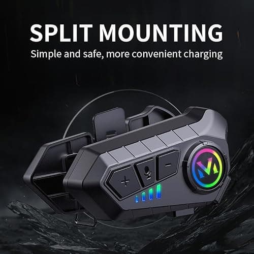 Motorcycle Helmet Speakers - Super Long Battery Life, Helmet Headphones Single Use Headset with Soft/Hard Mic,IPX6 Automatic Answer/Music Control/Intelligent Noise/Wake up Siri thumbnail 8