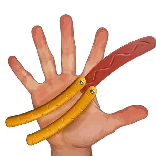 RMISODO 2 Pcs Hotdog Butterfly Fidget Knife Toy, Colorful and Novel Shape,Made with 3D Printing Technology ,Sturdy and Durable,Perfect Stress Relief Toy thumbnail 6