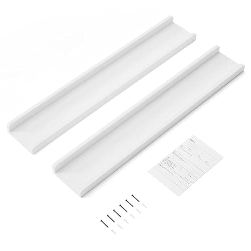 Love-KANKEI 36 Inch Long Floating Shelves Wall Mounted Set of 2, Large Wood Wall Shelves for Storage, Rustic Hanging Shelves for Display,Bedroom Living Room Bathroom Kitchen Office White thumbnail 7