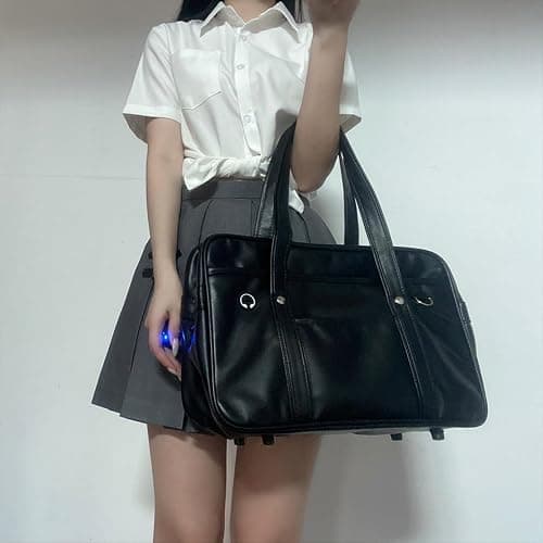 gosduiwip Premium Leather School Bag For Student Uniform Laptop Lightweight Japanese Handbag Large Capacity PU Wide Application, Dark blue thumbnail 4