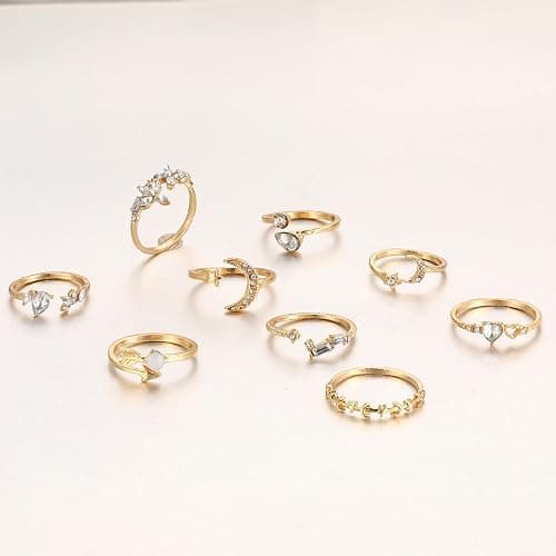 FUTIMELY Boho Retro Stackable Rings Sets for Women Knuckle Joint Finger Knuckle Nail Ring Sets Moon Stars Stack Preppy Statement Rings Cute Trendy Stuff Jewelry thumbnail 5