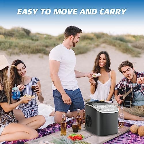 Stopsad Ice Maker Countertop, 26lbs in 24Hrs, 9 Ice Cubes Ready in 6 Mins with 2 Sizes of Bullet Ice, Auto-Cleaning Portable Ice Maker with Scoop & Basket, for Home/Kitchen/Camping/RV. (Black) thumbnail 7