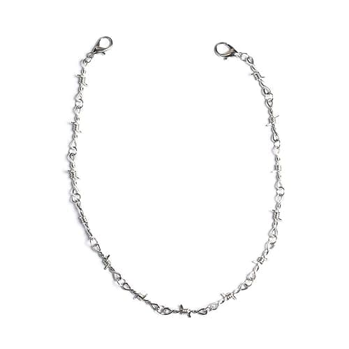 KESOCORAY Punk Gothic Thorns Metal Barbed Wire Chain Necklace Bracelet Silver Jewelry for Men Women - Image 1