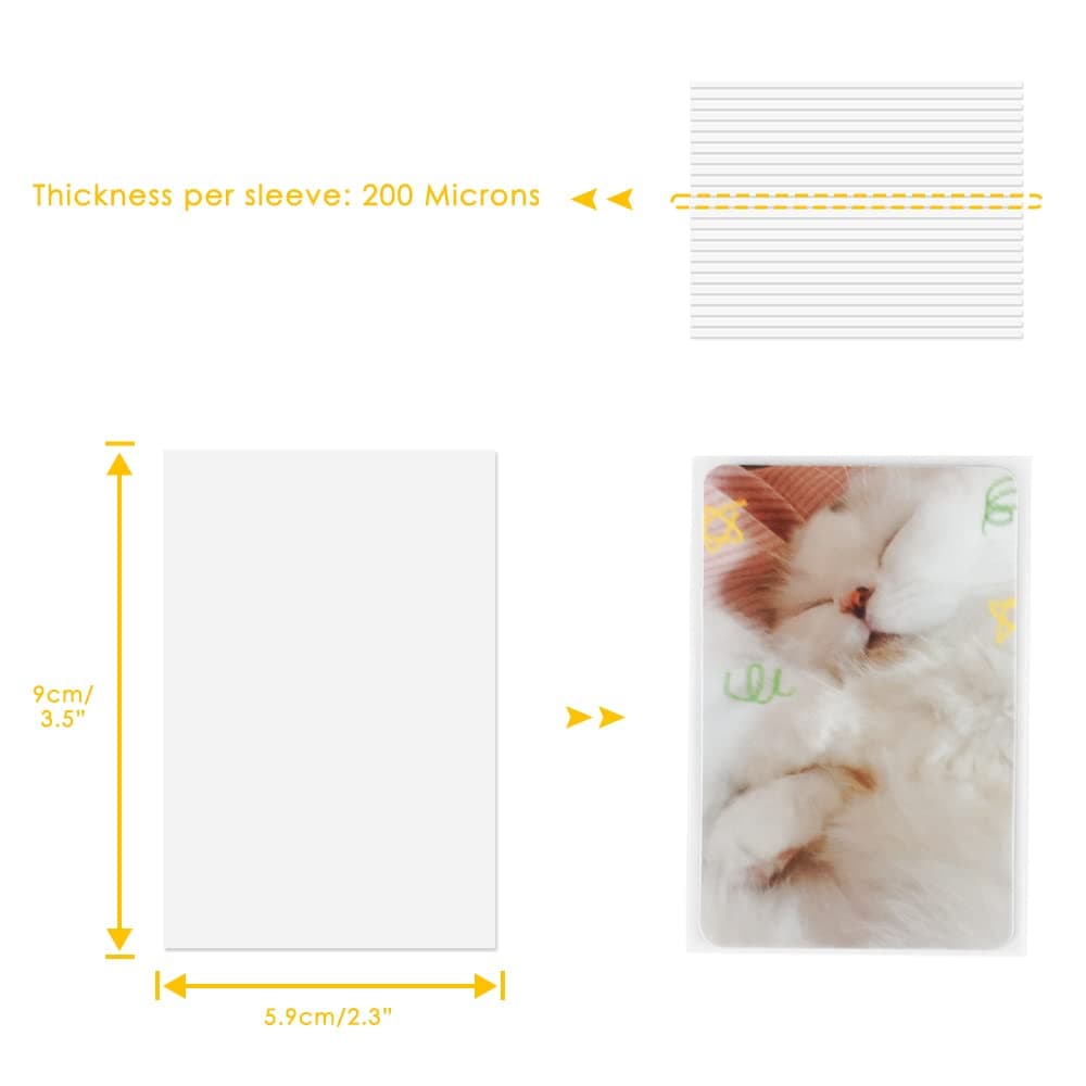 Baskiss 100 Packs Photocard Sleeves, Ultra Thickness 200 Microns Clear Idol Cards Protector Holder Trading Shield Cover for 3 inch Polaroid Kpop Album Photo Card (Unsealable) thumbnail 2
