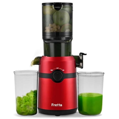 Fretta Cold Press Juicer Machines with 4.25" Large Feed Chute,Fit Whole Fruits & Vegetables Easy Clean Self Feeding,High Juice Yield,Tritan PCTG BPA-Free(Red) - Image 1