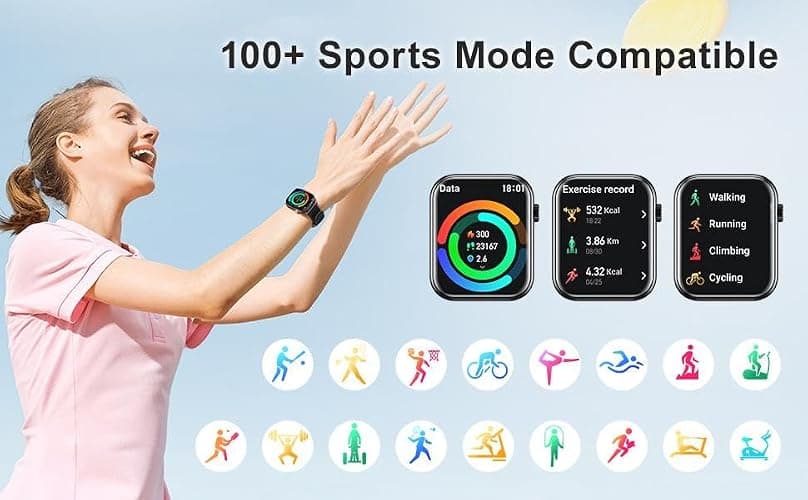 Matakul Smart Watch for Men Women 1.96" HD Screen Smartwatch Answer/Make Calls 100+ Sport Modes IP68 Waterproof Fitness Tracker with Step Counter,Sleep & Heart Rate Monitor for Android iOS Phones thumbnail 4