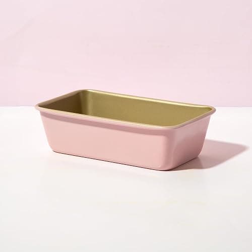 Paris Hilton Nonstick Carbon Steel Bakeware Collection, 9-Inch x 5-Inch Loaf Pan, Dishwasher Safe, Made without PFOA and PFAS, Pink Champagne Two-Tone thumbnail 6