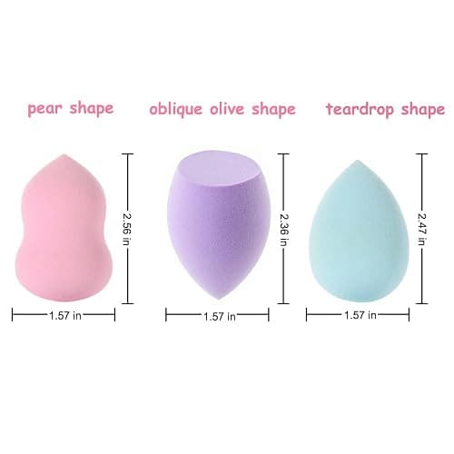15-Pack Soft Makeup Sponges, Multi-Shape for Foundation | 3 shapes, 5 colors (pink, nude, purple, green, blue), works with liquid, cream & powder foundation and concealer thumbnail 2