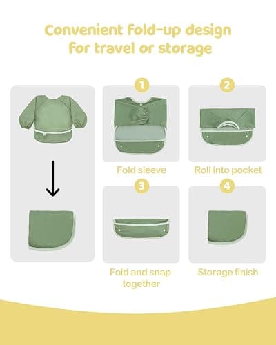 babygoal Waterproof Baby Bibs with Long Sleeves, Reusable Mess Proof Smock Bib for 6-24 Months thumbnail 5