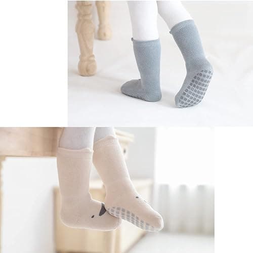 Exegawe Baby Non Slip Socks Winter 5 Pairs Kid Thick Warm Crew Socks with Grips thumbnail 7