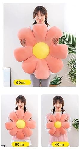 WYIKE Flower-Shaped Cute Pillow, Flower Cushion, Reading Pillow and Leisure and Comfortable Pillow, Car Cushion (Pink, 40cm*40cm) thumbnail 3