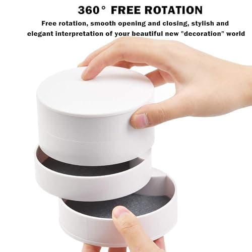 BUYGOO Jewelry Organizer Rotating Storage Box Jewelry Storage Box 4-Layer Round Jewellery Storage Organiser 360 Degree Rotating Portable Jewelry Accessory Storage box for Earrings Necklaces Rings thumbnail 4