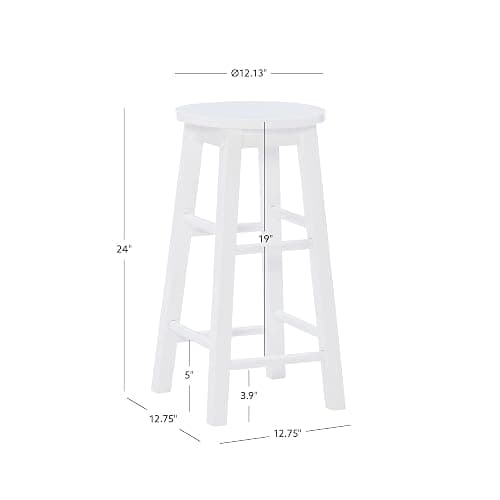 Zeke White 24" Counter Stool with Round Seat by Linon thumbnail 3