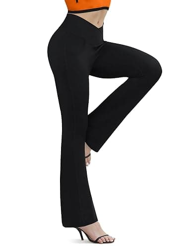 Yoga Pants for Women Flare Leggings with Pockets Crossover Yoga Leggings | Soft thumbnail 3