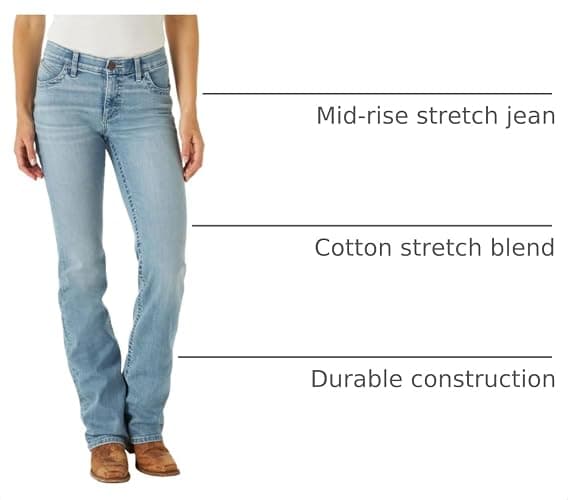 Wrangler Women's Willow Mid Rise Boot Cut Ultimate Riding Pant | Mid rise fit, Boot cut, Flat comfort seams, Decorative back pocket stitching, Five-pocket styling thumbnail 6