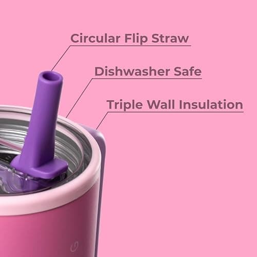 HydroJug Traveler - 32 oz Water Bottle with Handle & Flip Straw - Fits in Cup Holder, Leak Resistant Tumbler-Reusable Insulated Stainless Steel & Rubber Base - Gifts for Women & Men, Pink Sugar thumbnail 4