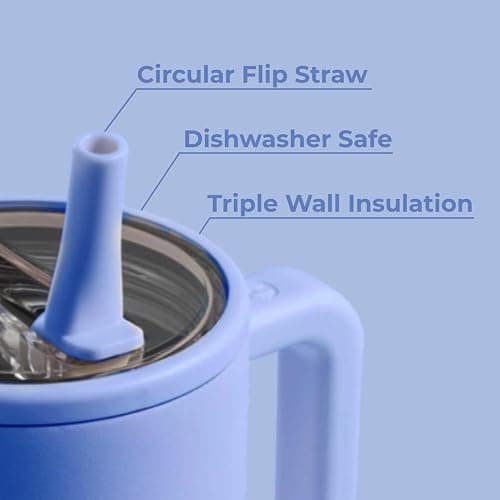HydroJug Traveler - 32 oz Water Bottle with Handle & Flip Straw - Fits in Cup Holder, Leak Resistant Tumbler-Reusable Insulated Stainless Steel & Rubber Base - Gifts for Women & Men, Light Blue thumbnail 4