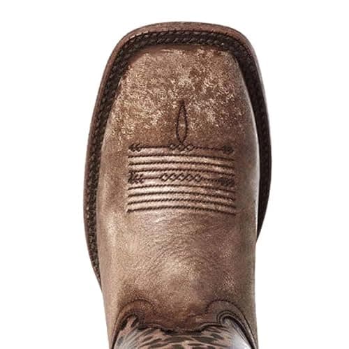 FOFOQUEI Women's Western Cowboy Boots Mid Calf Square Toe and Cone Heel Cowgirl Boots with Leopard thumbnail 4