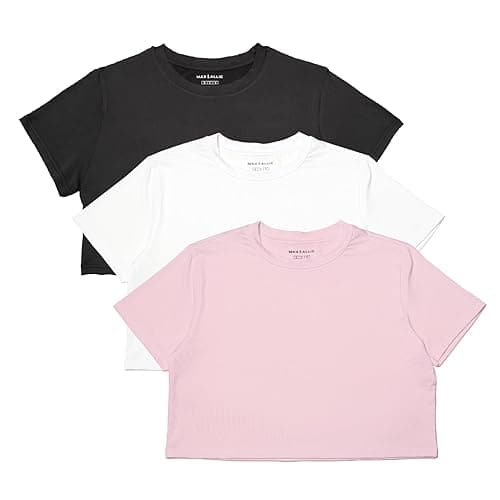 MAX ALLIE Women's Ultra Soft Cropped T Shirt Crew Neck Tees Casual Loose Fit Basic Lightweight - Image 1