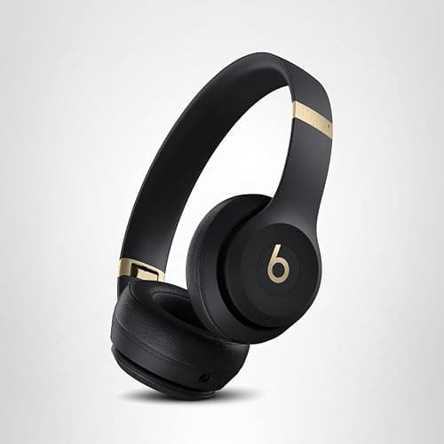 Beats Solo 4 - Wireless On-Ear Bluetooth Headphones, Up to 50-Hour Battery Life, Ultra-Lightweight Comfort, Powerful and Balanced Sound, Apple & Android Compatible - Black & Gold thumbnail 8