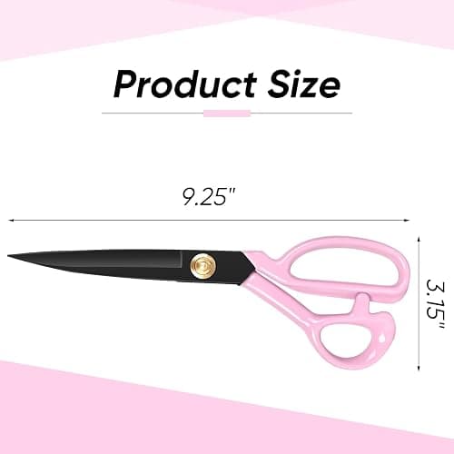 Professional Tailor Scissors Heavy Duty - Multi-Purpose Sewing Fabric Scissors for Leather Cutting Industrial Sharp Shears Home Office Arts, and Crafts (9 Inch) Pink thumbnail 2