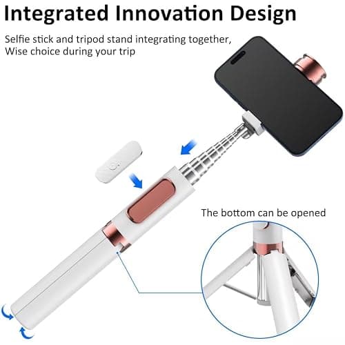 Selfie Stick Phone Tripod for with Remote ​​Selfie Stick Tripod for iPhone & Android,Portable Aluminum Alloy 3 in 1 Stand for Group Photos with 1/4" Screw for Gopro Cam, Vlog/Travel/Photography thumbnail 3