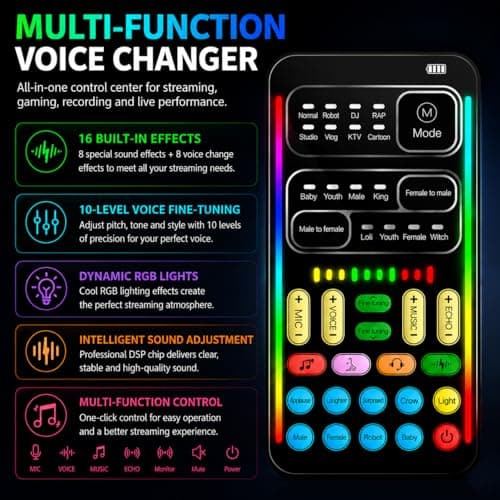 I9 Voice Changer Sound Card Kit, 16 Effects for Gaming & Streaming thumbnail 3
