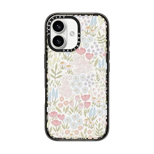 CASETiFY Impact Case for iPhone 16 [Slim / 8.2 ft. 4X Military Grade Drop Protection/Wireless Charging Compatible] - Eleanor - Clear Black - Image 1