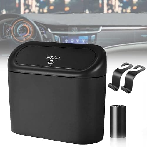 Tulsondai Car Trash can, mini Trunk Push Hanging Portable car Trash can with 2 Automatic Hooks and Disposable Trash Bags, Suitable for car, Home, Office - Image 1