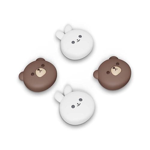 PlayVital Thumb Grip Caps for Steam Deck LCD, Silicone Thumbsticks Grips Joystick Caps for Steam Deck OLED - Chubby Bear & Smiley Bunny - Image 1