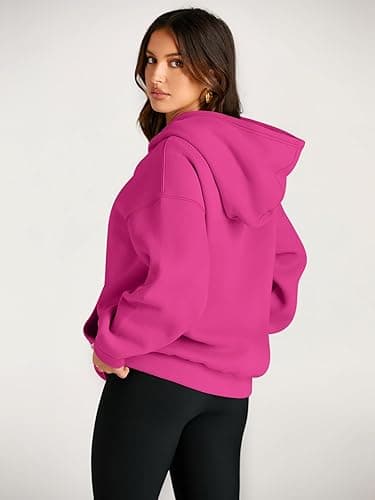 Trendy Queen Womens Oversized Hoodies Fleece Sweatshirts Fall Fashion 2025 Pullover Sweaters Winter Clothes - Hot Pink - Small thumbnail 4