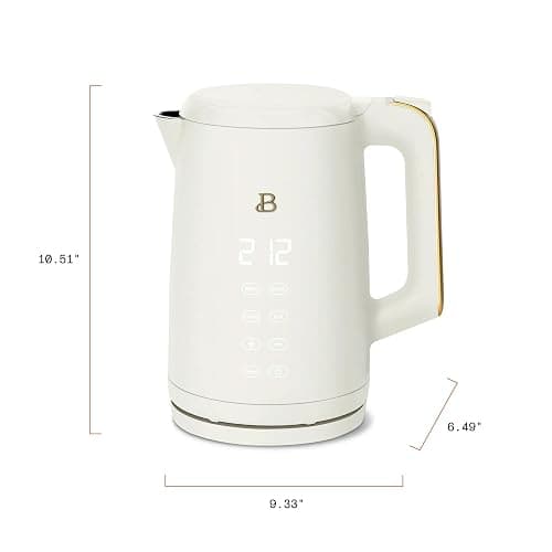 Beautiful 1.7-Liter Electric Kettle 1500W - Fast Boiling Stainless Steel Water Kettle with 4 Temperature Presets for Tea & Coffee - Cordless with Touch Display. Kitchen Appliances (White Icing) thumbnail 3