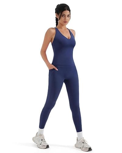 SUUKSESS Women 2 Piece Workout Sets Padded Tank Tops Tummy Control Leggings Gym Outfits thumbnail 5