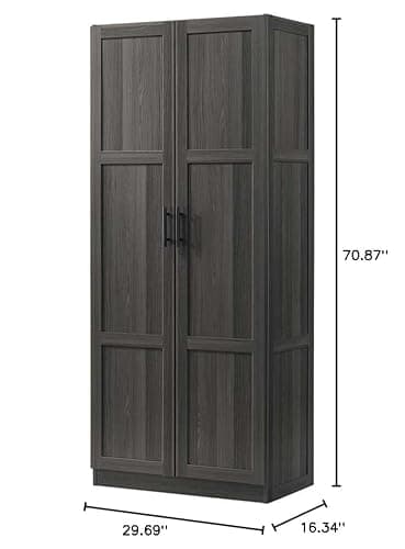 Pemberly Row Engineered Wood Storage Cabinet, Storage Cabinet Furniture Designed for Household Organization Use, Engineered Wood Construction in Dark Wood and Graphite Black Finish thumbnail 3