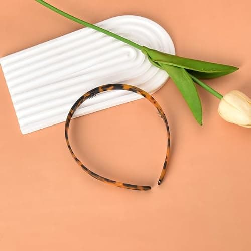 Kefley Tortoise Shell Acetate Headband for Women with Teeth Leopard Print Resin Thin Headbands - Vintage Hairband Headpiece thumbnail 3