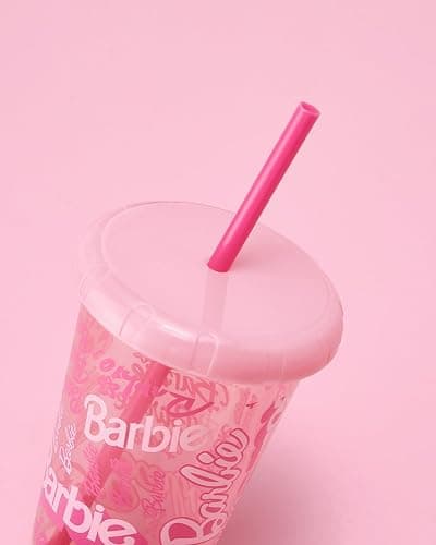 MINISO Barbie 16oz Iced Coffee Cups with Lids & Straws Set of 4 Reusable Plastic Tumblers BPA Free Cup for Cold Drinks, Milkshake, Smoothie, Juice, Water, Travel and Party Favors gift thumbnail 9