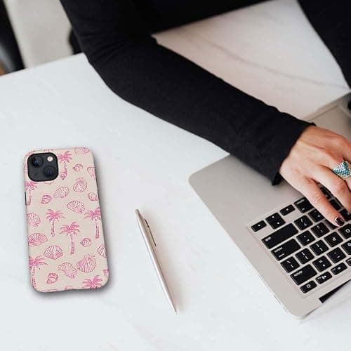DAIZAG Case Compatible with for iPhone 14,Pink Seashells Palm Trees Beach Phone Case for iPhone 14 for Girl Women Boy Men thumbnail 6