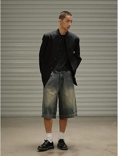 QJK Streetwear Baggy Jorts Summer Y2K Vintage Acid Wash Jean Shorts Fashion thumbnail 4