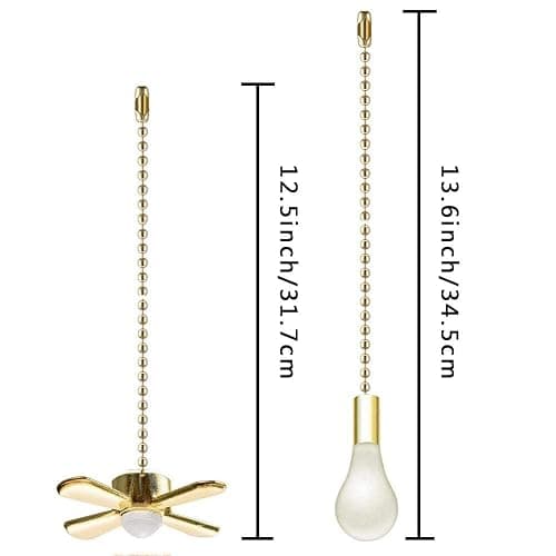 Akahttbn Ceiling Fan Pull Chain Ornaments Extension Chains with Decorative Light Bulb and Fan Cord 13.6 Inches Fan Pull Chain Set For Ceiling Light Lamp Chain (Gold) thumbnail 3
