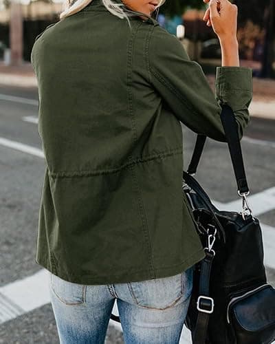 Imily Bela Womens Jacket Ladies Utility Jacket Stand-Up Collar Parka Lightweight with Multiple Pockets Autumn thumbnail 3