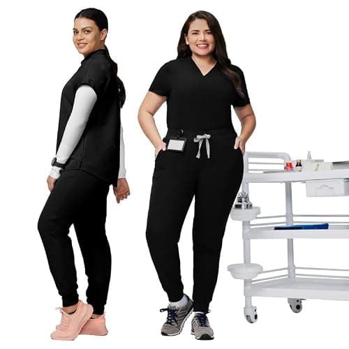 Kitmaz Medical Scrub Pants for Women - Mid Rise 4-Way Stretch Anti-Wrinkle Slim Fit Jogger Pants, Drawstring & 5 Pockets thumbnail 5